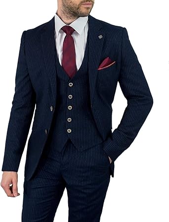Navy pinstripe 3 piece suit Clearance