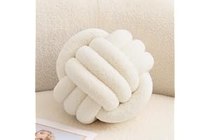 XIAIJIA Knot Pillow Ball Round Throw Pillow Decorative Pillow for Bed Soft Ball Pillow White Knotted Pillows Couch Cushions (Small,8.6inches)