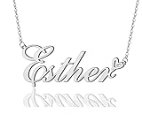 AOLO Esther Heart Name Necklace Silver Stainless