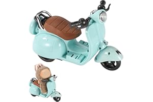 BTFO Doll Scooter Toy with Lights & Music, Rotating Interactive Model Toy Vehicle Fun Desktop Decor for Doll Collectors (Blue)