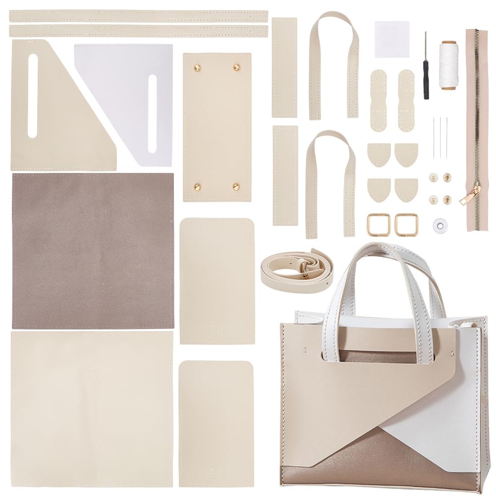 WADORN Handmade Tote Bag Making Kits, DIY Imitation Leather Handbag Making Kit DIY Personalized Bag Stitching Set Sewing Handicraft Shoulder Bag Making All Accessories