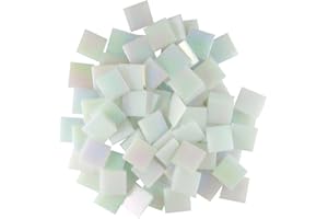 JENNIFERS MOSAICS Jennifer's Mosaics White 3/4-Inch Iridized Venetian Style Glass Mosaic Tile, 8-Ounce (T299 8 OZ)