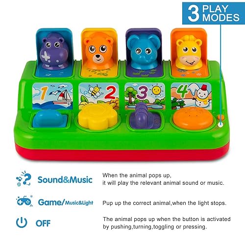 YEEBAY Interactive Pop Up Animals Toy with Music, Animal Sound