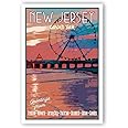 NEW JERSEY TRAVEL POSTER postcard set of 20 identical postcards. NJ state vintage style travel poster post cards. Made in USA.