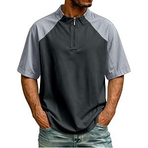 Xiaojmake Mens Golf Baseball Pullover Waterproof Workout Cage Jacket Weather Resistant Short Sleeve 1/4 Zip Athletic Shirt
