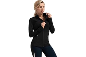 QUEENIEKE Women's Slim Fit Workout Jackets - Zip Up Athletic Running Jacket with Color-blocked Mesh & Thumb Holes