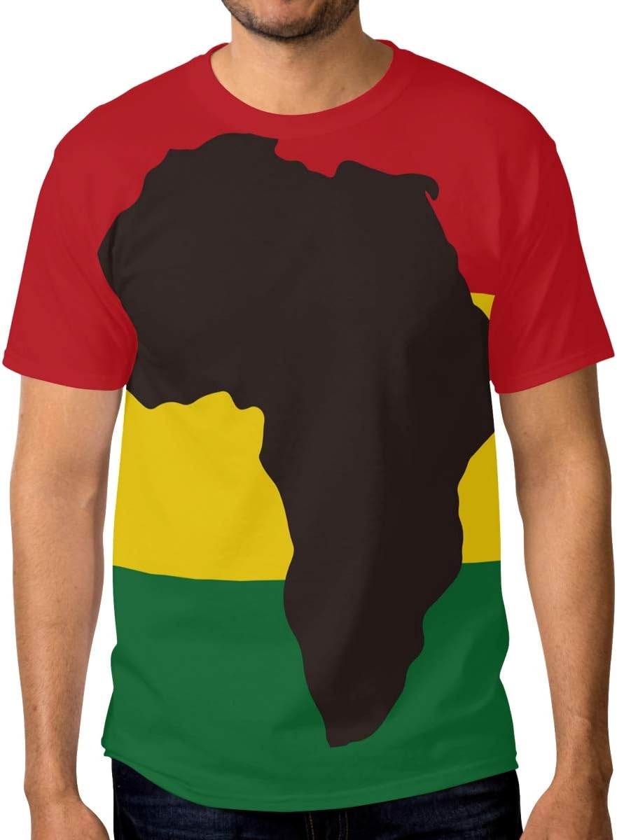 Plain Crew Neck T-Shirt Africa Rasta Reggae Flag