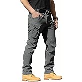 FLYFIREFLY Men's Tactical Cargo Pants Water Resistant Ripstop Outdoor Quick Dry Hiking Work Pants with Pockets(No Belt)