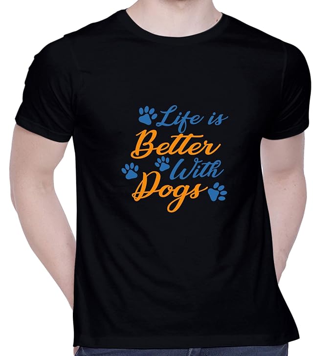 CreativiT Graphic Printed TShirt for Unisex Life is Better with Dogs