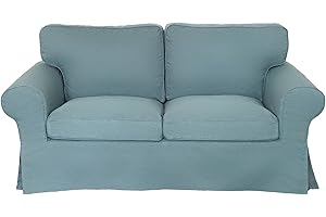 ShanSon Sofa Slipcover Ektorp Loveseat Sofa Cover Replacement for IKEA Two Seat Loveseat Or Armchair Slipcover Replacement (Blue Loveseat)