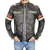 SpazeUp Harley Black Distressed Leather Biker Jacket Men - Vintage Cafe Racer Motorcycle Leather Jackets for Men