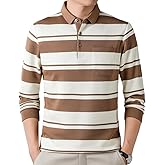 Womleys Mens Casual Cotton Blend Striped Long Sleeve Collared T Shirt Polo Shirts