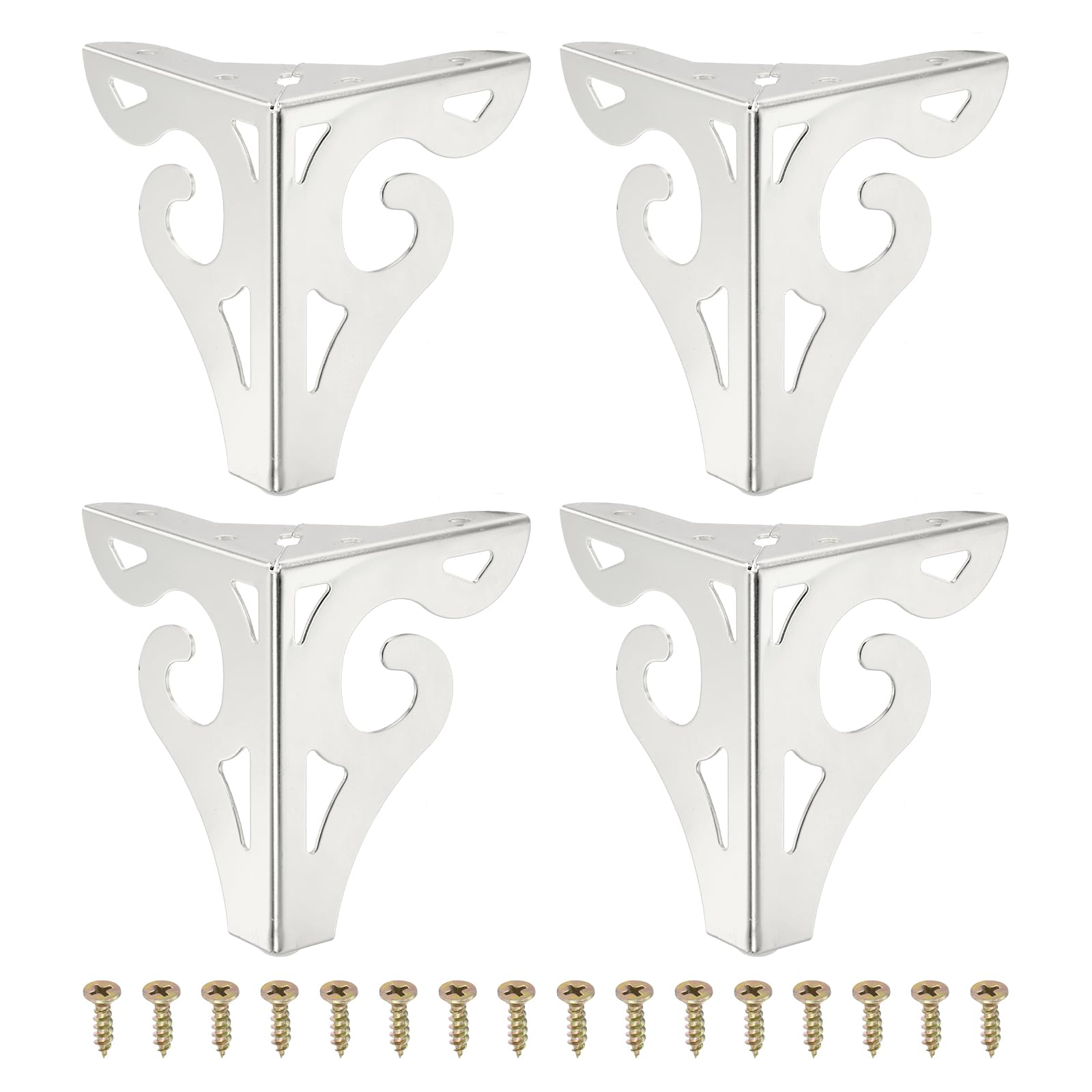 PATIKIL 4.7 Inch Hollow Out Furniture Legs,Set of 4 Modern Metal Triangle Couch Feet Replacement Sofa Legs for Cabinet Dresser Cupboard Table Chair Ottoman Bookcase Wardrobe,Silver