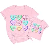 Mommy and Me Valentines Day Shirts: Love Heart Tshirt Family Matching Outfits Mom and Girls Valentines Day Gifts