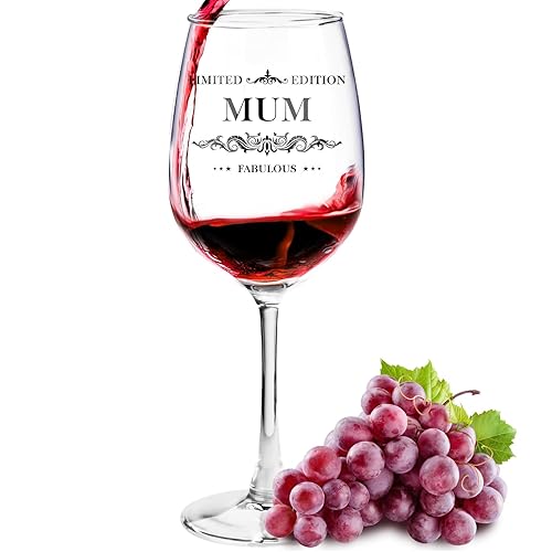 Tukeoo Gifts for Mum Grandma,350ml Glassware Wine Glass, Mum Christmas Gifts for Stepmum Women, Christmas Presents for Mothers Day Birthday Anniversary