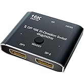 CABLEDECONN DisplayPort 2.1 16K DP Switch Bi-Direction HD 8K@120Hz 4K@240Hz Splitter Converter for Multiple Source and displa