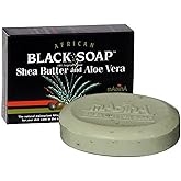 Madina African Black Soap With Shea Butter & Aloe Vera 100% Vegetable Base 3.5 oz (3 Bars)... Iwgl