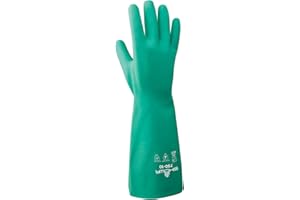 Showa 730 Cotton Flock-Lined Nitrile Chemical Resistant Safety Glove, Medium (Pack of 12 Pairs) Light Green
