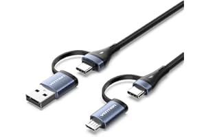 VENTION USB C Charger Cable 3FT, USB C to Micro USB Cable, PD 100W 4 in 1 USB C Multi Charging Cable with USB A/USB C to USB C/Micro USB, Micro USB Charger Cord for Kindle Tablet Android Phones