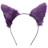 VOSCHOIX Cat Fox Wolf Fur Ears Headband,Halloween Furry Animal Ears Hair Hoop Cosplay Headwear Party Costume Accessories for Women Girls