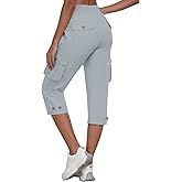 MoFiz Women's Cargo Capris Pants with Pockets Lightweight Quick Dry Travel Hiking Summer Pants for Women