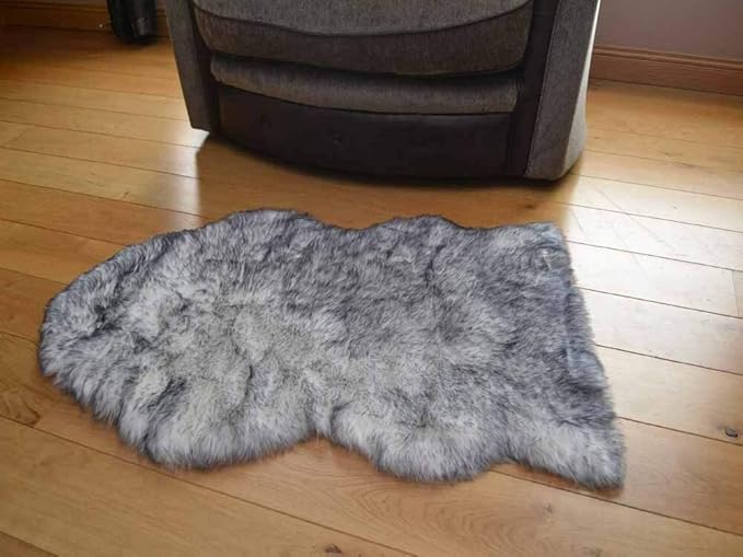 Rugs LTD Grey Tip Faux Fur Sheepskin Style Rug (60cm x
