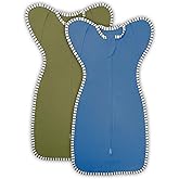 Newborn Swaddle Sleep Sack 0-3 Months Arms up Swaddles, 2-Pack Baby Swaddles for Newborns, Transition Swaddle with 2-Way Zipper Arms In/Out 100% Cotton 0.8 Tog (Small 5-14lbs)