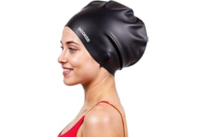Dizokizo Extra Large Silicone Swim Cap for Long Hair, High Elasticity Durable Waterproof Swimming Cap for Women and Men Adults with Dreadlocks, Weaves, Extensions, Braids & Curls, Keep Hair Dry
