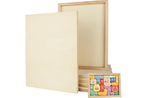 ACXFOND 6 Pack Unfinished Wood Canvas Panels for Painting 12 x 16 Inch Craft Wood Board, 3/4’’ Deep Cradle Boards for Painting, Pouring, Arts, Crafts, Paints and More