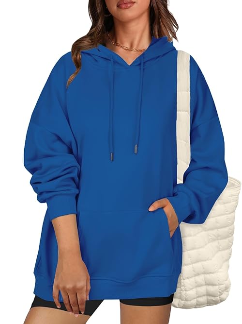 Zeagoo Winter Hoodies for Women Pullover Warm Fleece Hoodies Trendy Long Sleeve Sweatshirts with Pockets Deep Blue Small