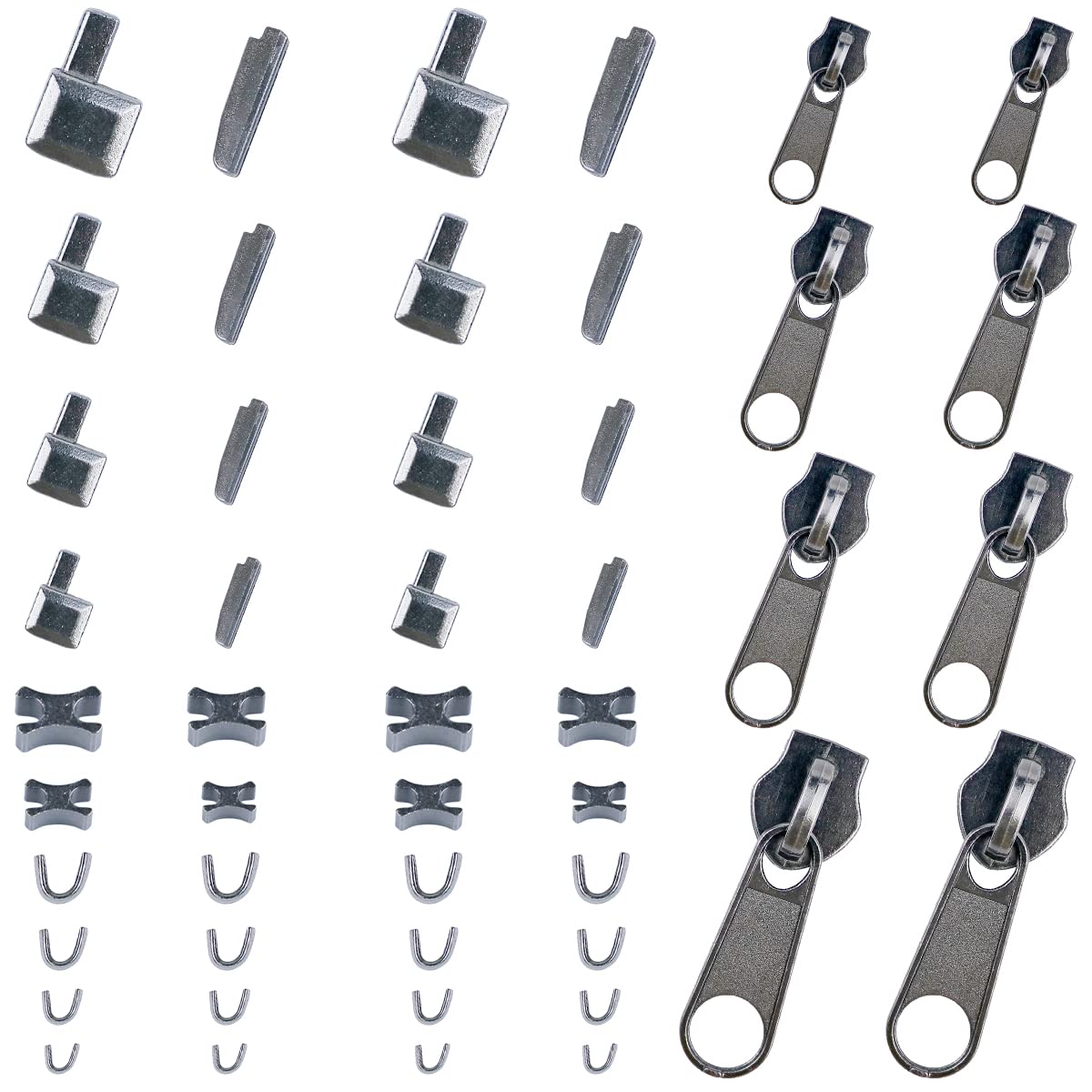 Photo 1 of **MISSING SEVERAL**
Platinum 48-Piece Metal Zipper Repair Accessories Set - DIY Sewing Kit with Zipper Head Slider, Retainer Box, Insert Pin, Top & Bottom Stoppers for 3# 5# 8# 10# Zippers