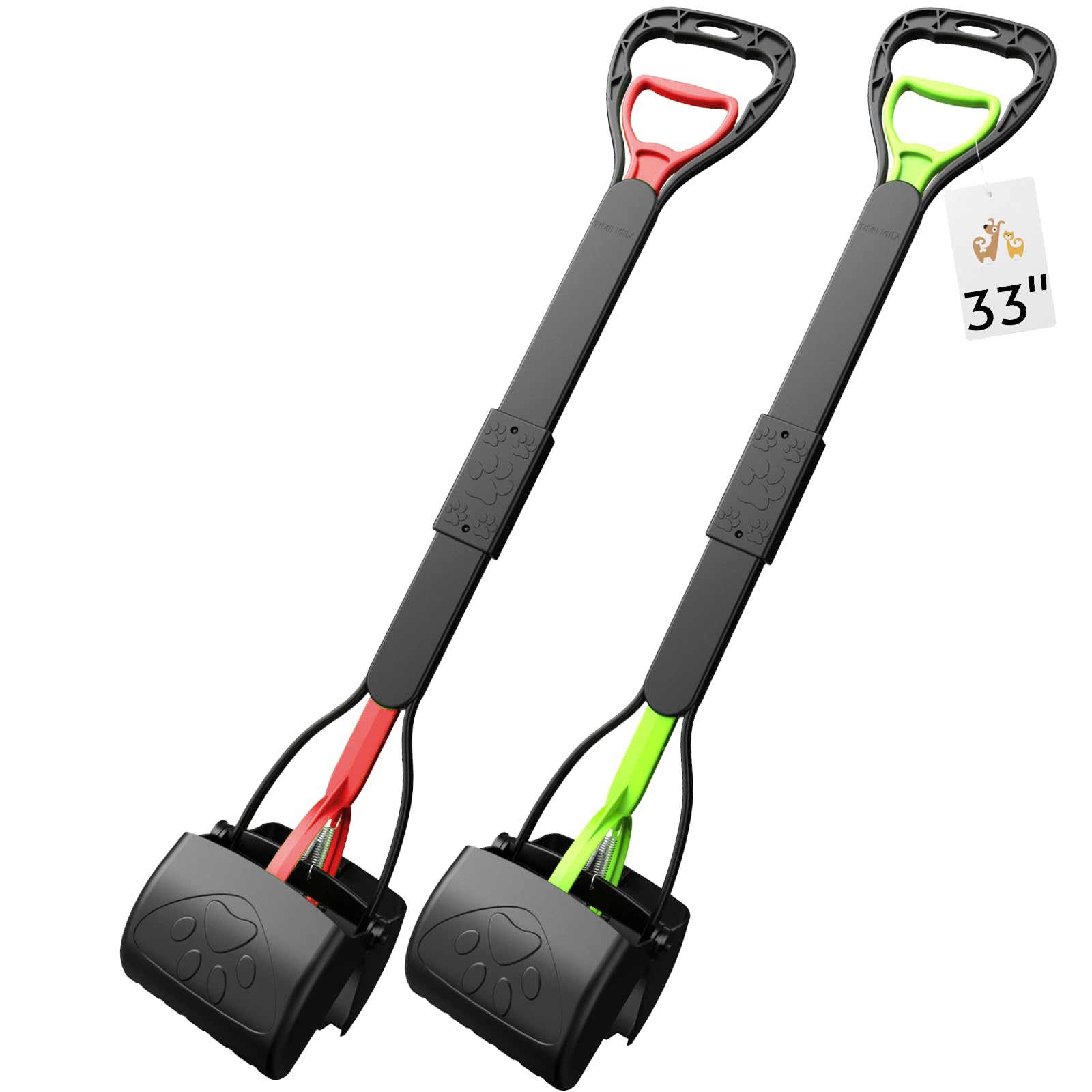 Photo 1 of 33" Pooper Scooper 2 Pack, XL Tall Handle No Touch Dog Pooper Scooper for Large Small Dogs, Durable Spring & Lightweight, Large Pooper Scooper for Dogs Heavy Duty, Portable Dog Poop Pick Up Tool