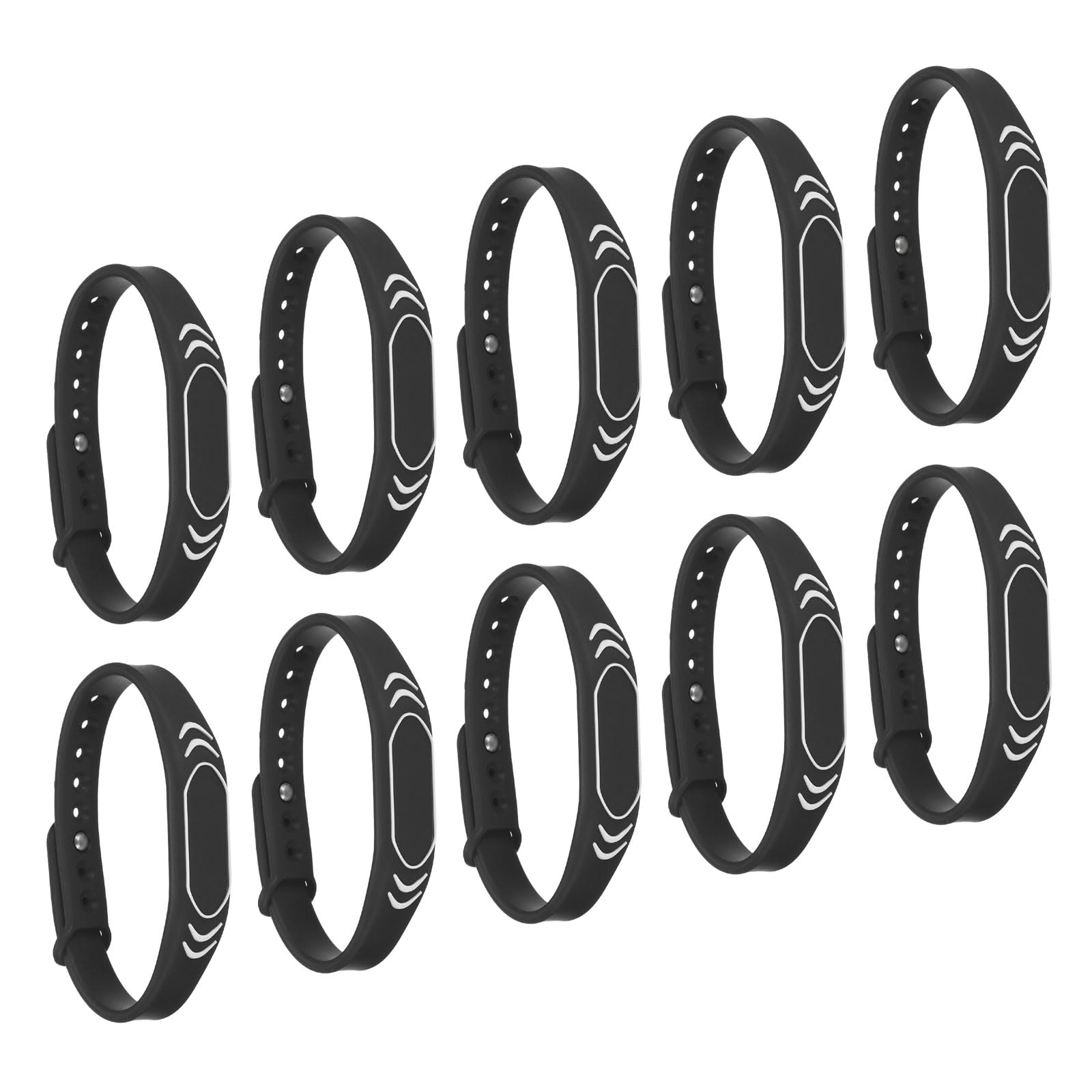 PATIKIL RFID Silicone Wristbands, 10 Pack 13.56MHZ IC Card Bracelet Waterproof ID Wrist Bands Access Control for Swimming Pool Bath Center, Black