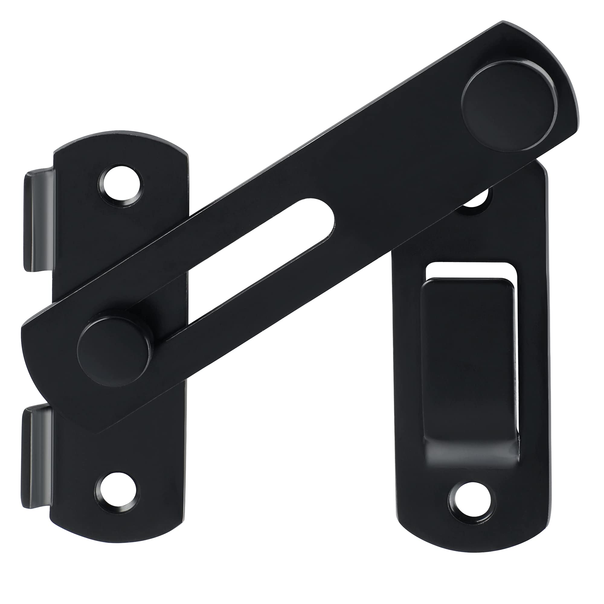 Sayayo Gate Lock Door Latch 180° Small Gate Bolt Sliding Door Lock for Wooden Gates Internal Door Garden, Stainless Steel Black, 2.5MM Thickness