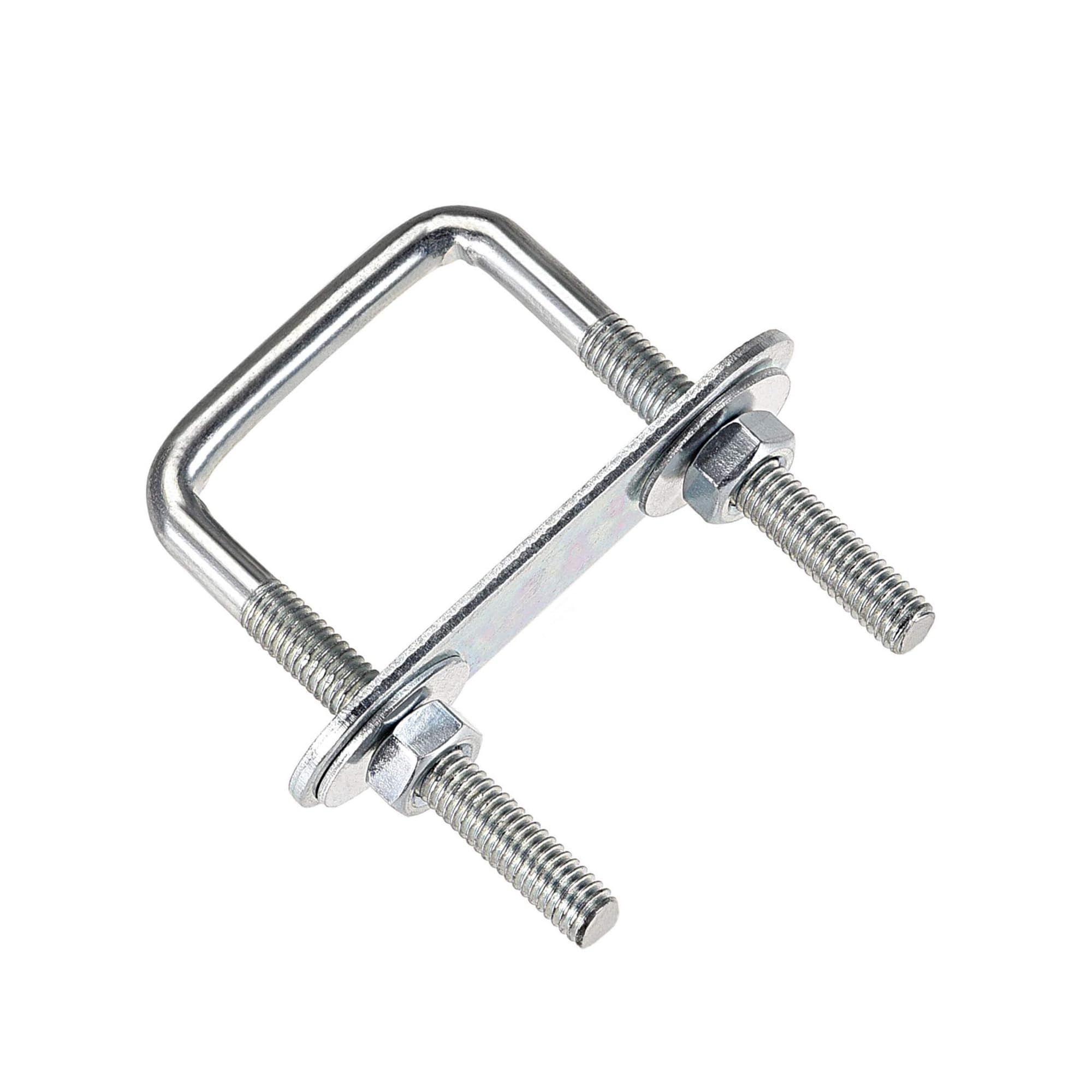 MACHSWON Square U-Bolt,2 Set Carton Steel M6 U Bolts 35mm(1-3/8") Inner Width 60mm Length with Nuts and Frame Plate for Automobiles Boat Trailer