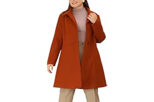 Agnes Orinda Plus Size Peacoat for Women Winter Notched Lapel Single Breasted Elegant Long Trench Coats Jacket