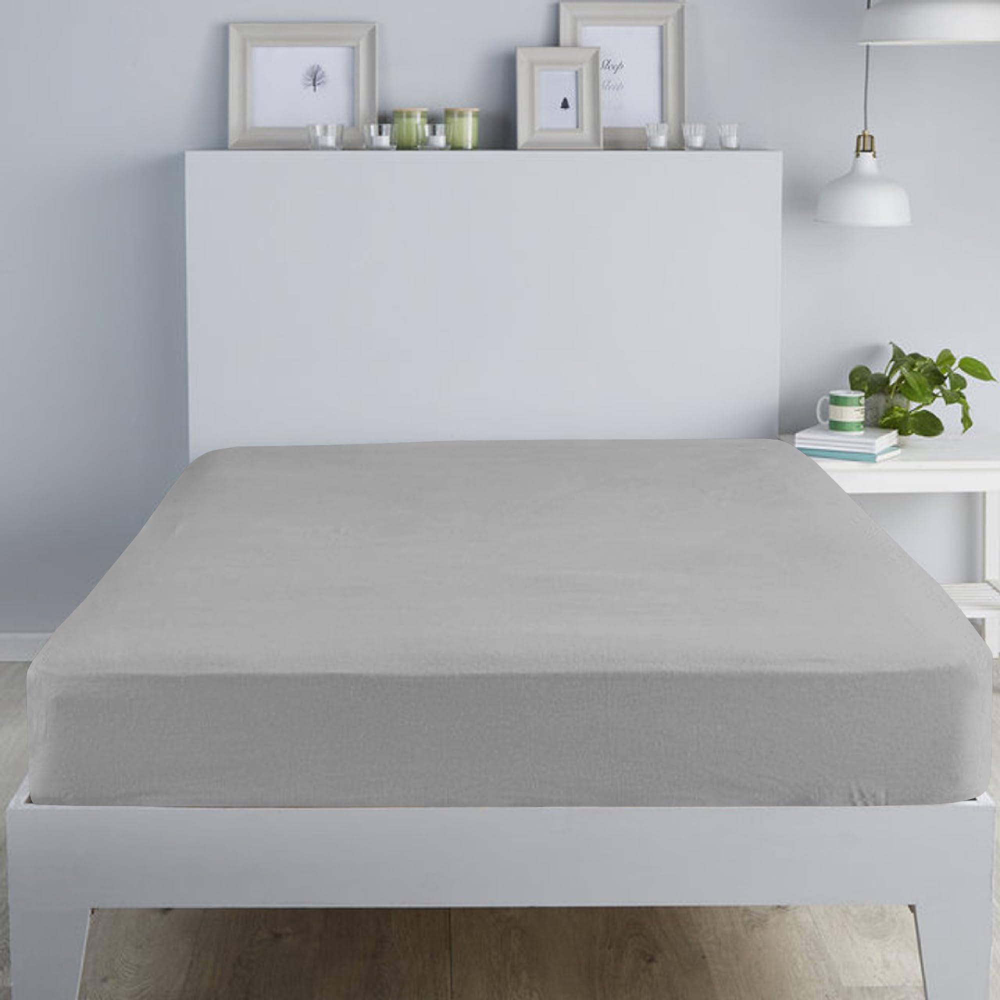 Cotton Comfort Bedding 100% Brushed Cotton Flannelette Fitted Sheet Double – Extra Soft Deep Fit Bed Sheet, Warm Heavyweight Brushed Cotton Bedding for Winter Comfort — image 1