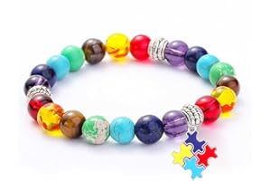 HUASAI Autism Awareness Bracelet Puzzle Piece Heart Ribbon Autism Bracelet Autism Awareness Gifts Stuff