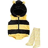 Saliuentm Newborn Baby Halloween Costumes Bee Costume Zipper Hooded Sleeveless Romper Stockings Infant Halloween Costumes