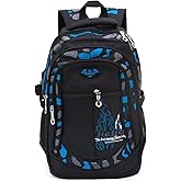 SOMBLG Boys Backpack Student Kids Bookbags Durable School Bags Big Heavy Duty Travel Waterproof (2-Blue)