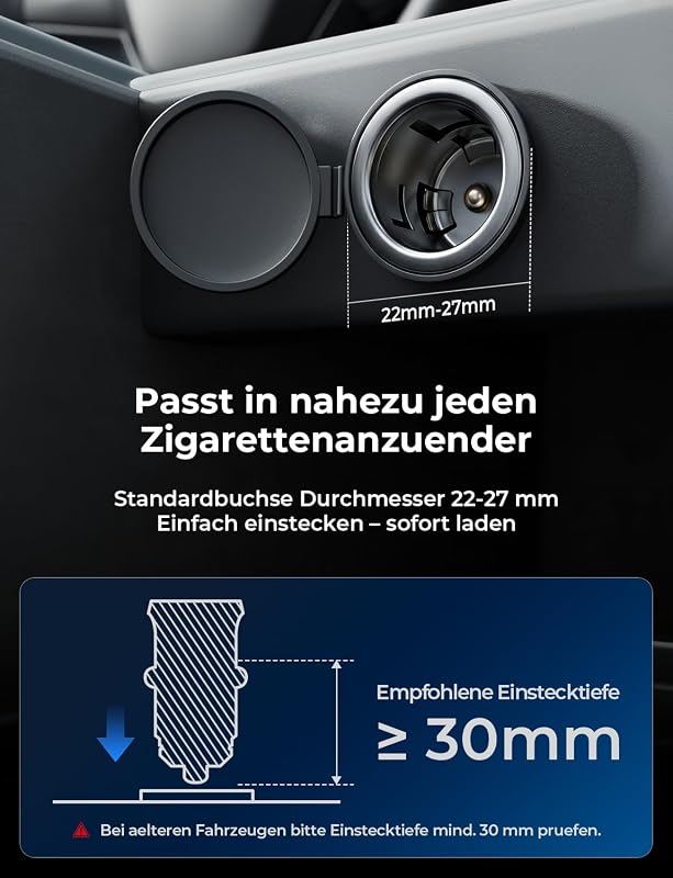 54W Zigarettenanzünder USB C, PD&QC3.0 Auto Ladegerät KFZ