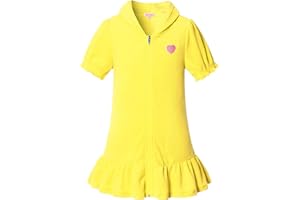QPANCY Girls Hooded Zip Terry Coverups Swim Beach Cover-Up Cotton Summer Short Sleeve