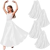 4PCS Ankle Length Satin Full Circle Skirt for Girls, Perfect for Belly Dance and Flamenco, Elegant Swing Dance Attire