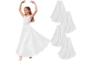 HPLWJO 4PCS Ankle Length Satin Full Circle Skirt for Girls, Perfect for Belly Dance and Flamenco, Elegant Swing Dance Attire