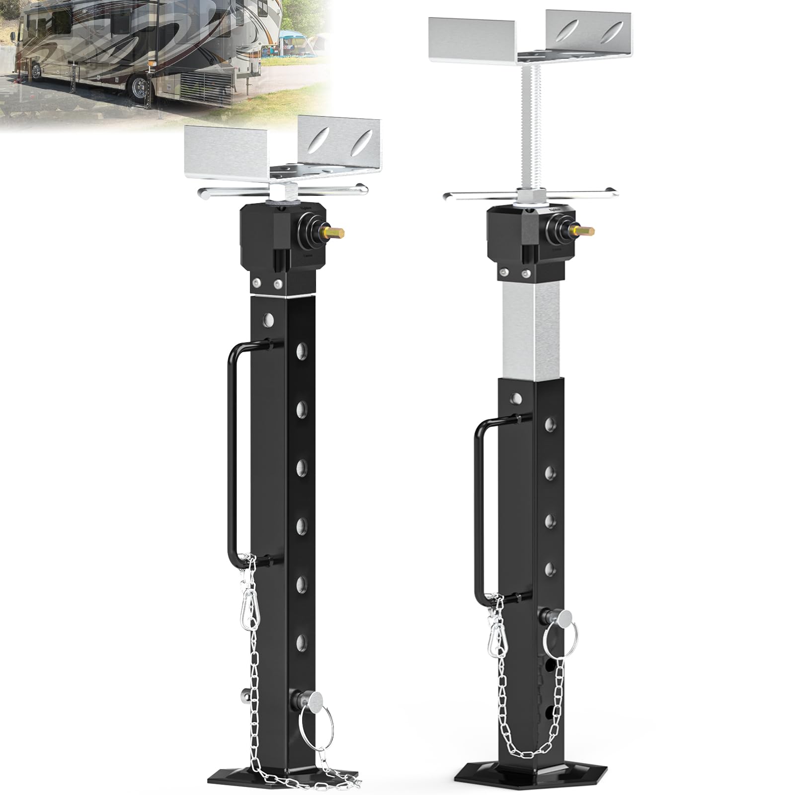 Photo 1 of 2025 Upgraded RV Slide Out Supports Stabilizer Jacks, [Allow Drill Adjust] 16.7" to 36" Adjustable Camper Support Jacks, Travel Stabilizer Jacks Stand, Supports Up to 5,000 lbs, Aluminum Gear Box