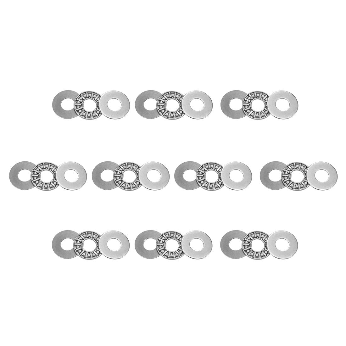 sourcing map AXK1024 Thrust Needle Roller Bearings with Washers 10mm Bore 24mm OD 2mm Width 10pcs