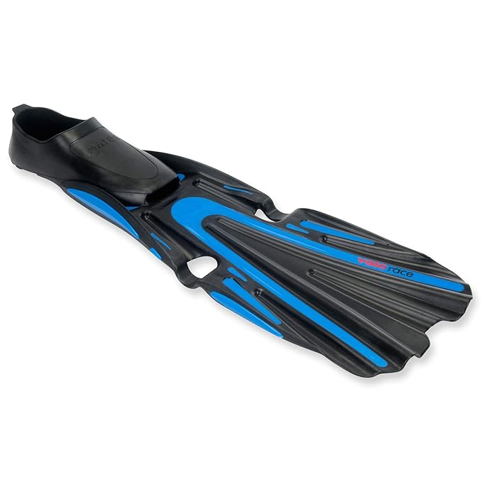 Mares Volo Race Full Foot Scuba Diving Fins, Black/Blue, Size 9.5-10.5