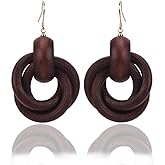 Wooden Earrings for Women Big Statement Circle Beautiful Hoop Earrings