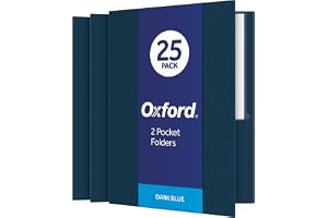 Oxford Twin-Pocket Folders, Textured Paper, Letter Size, Dark Blue, Holds 100 Sheets, Box of 25 (57538EE)