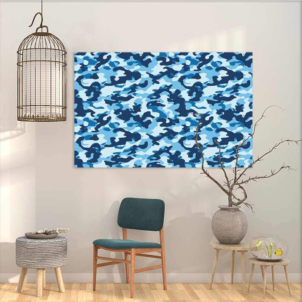 Modern decorative painting sticker Camouflage Costume Pattern with Vibrant Color Palette Abstract Composition Concealment Easy care oil painting Blue Coconut W35"xL23"
